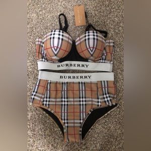 2 Piece Plaid High Waisted Bathing Suit NEW